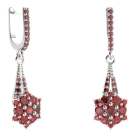 BG náušnice kruhového tvaru 539-G91 Stříbro 925 - rhodium Granát