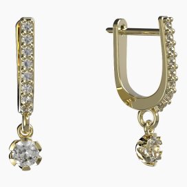 BG zlaté náušnice s diamanty 869 Žluté zlato - 585 Diamant lab-grown