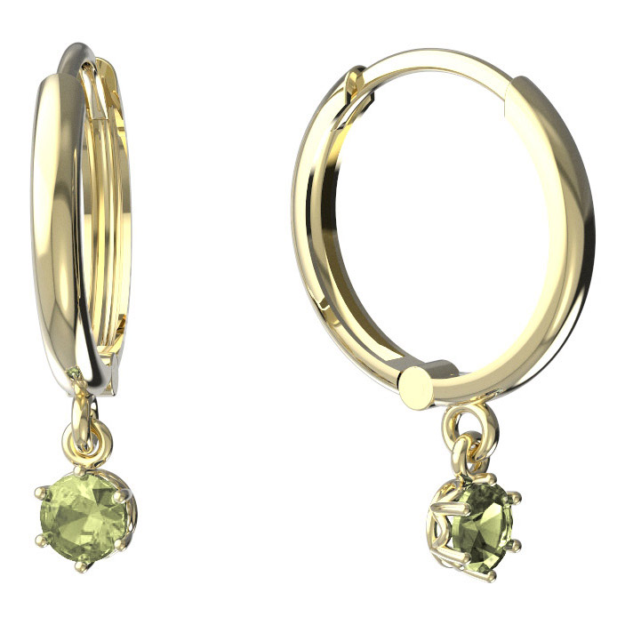 BeKid dětské náušnice 1293 Žluté zlato - 585 Zelený kubický zirkon