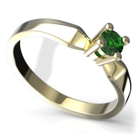 BG zlatý prstýnek 768 Žluté zlato - 585 Zelený kubický zirkon