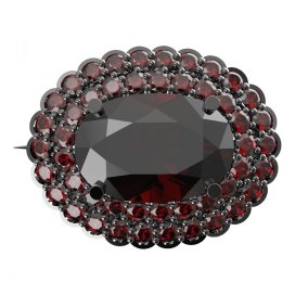 BG brož 485 Stříbro 925 - ruthenium (30-90dní) Granát