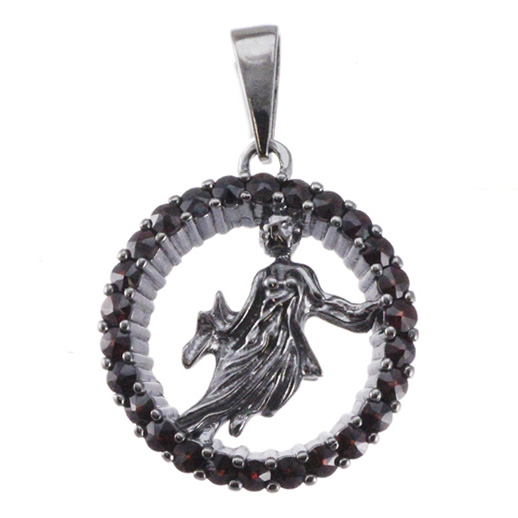 Stříbrný přívěsek s českým granátem, ruthenium – 045 (UG04045I)