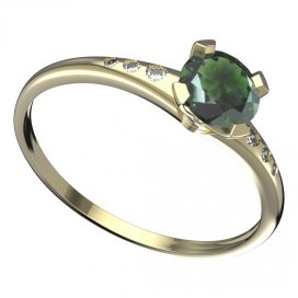 BG vltavínový prsten 558K Žluté zlato - 585 Vltavín a diamant