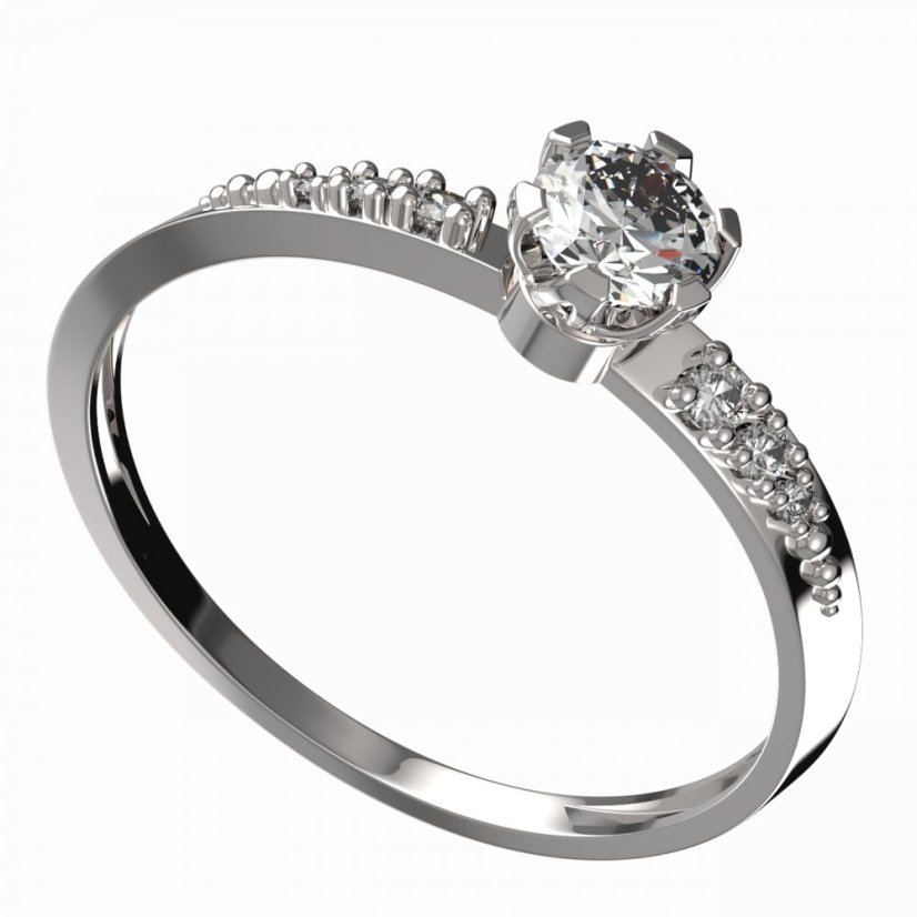 BG zlatý diamantový prstýnek 870D Bílé zlato - 585 Diamant lab-grown