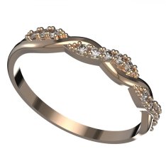 BG zlatý  prstýnek 1148 /zásnubní-snubní/ Růžové zlato 585 (30-90dní) Bílý kubický zirkon