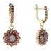 BG circular earring 098-84 - Metal: Yellow gold 585, Stone: Moldavit and garnet