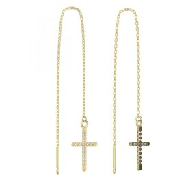 BG zlaté náušnice křížek 1107 Žluté zlato - 585 Diamant