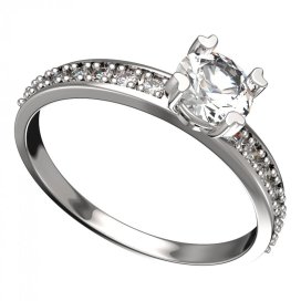 BG zlatý prstýnek 885 E Bílé zlato - 585 Diamant