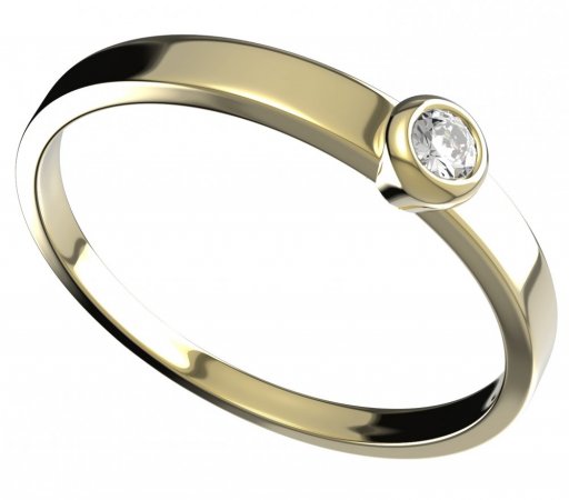 BG zlatý snubní prsten E/550m - Kov: Žluté zlato 585, Kámen: Bílý kubický zirkon