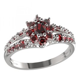 BG prsten s oválným kamenem 627-G Stříbro 925 - rhodium Granát