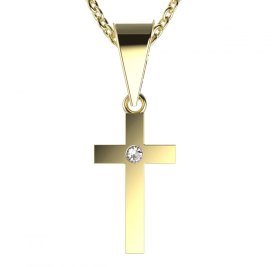 BG zlatý přívěšek křížek 1104 Žluté zlato - 585 Diamant
