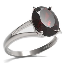 BG prsten oválný kámen 479-V Stříbro 925 - rhodium Granát
