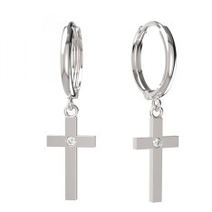 BG zlaté  náušnice křížek 1103 Bílé zlato - 585 Diamant