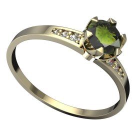 BG vltavínový prsten 872J Žluté zlato - 585 Vltavín a diamant