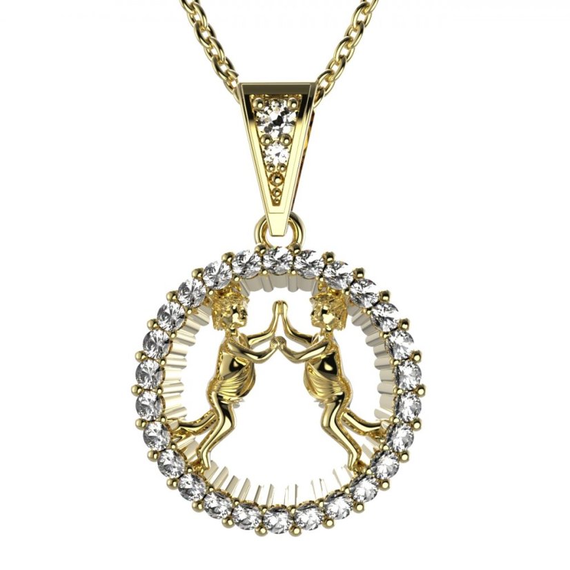BG zlatý přívěšek Blíženci 045 Žluté zlato - 585 Diamant