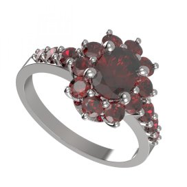 BG prsten oválný 756-Z Stříbro 925 - rhodium Granát