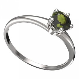 BG vltavínový prsten 875I Bílé zlato - 585 Vltavín