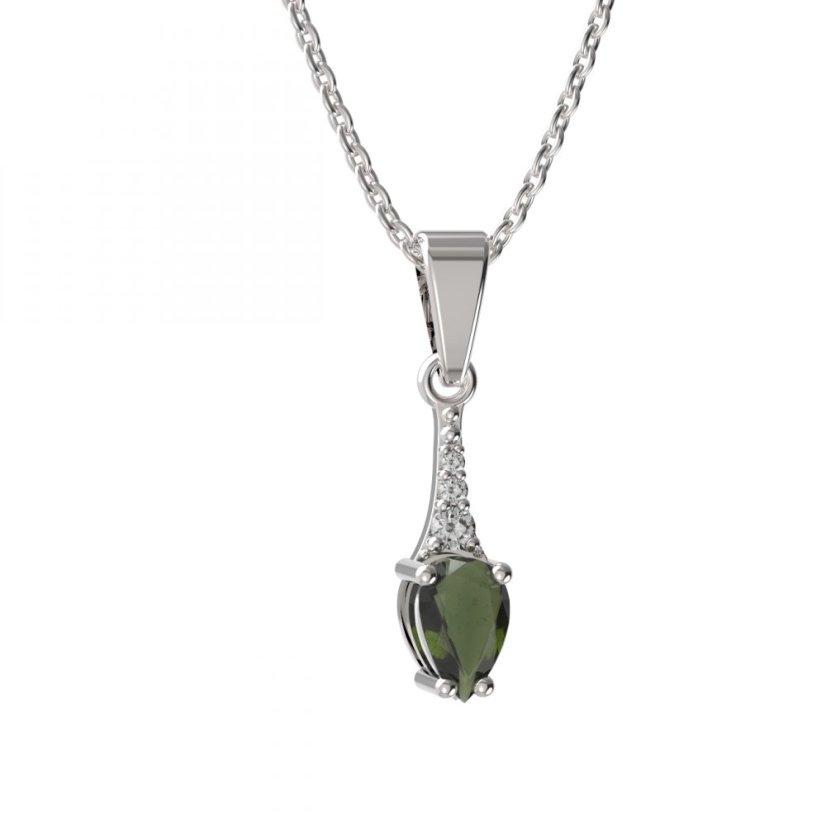 BG přívěs vsazen vltavín  625 Bílé zlato - 585 Vltavín a diamant