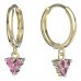 BeKid, Gold kids earrings -776 - Switching on: Circles 15 mm, Metal: Yellow gold 585, Stone: Pink cubic zircon