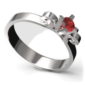 BG zlatý prstýnek 776 Bílé zlato - 585 Červený kubický zirkon