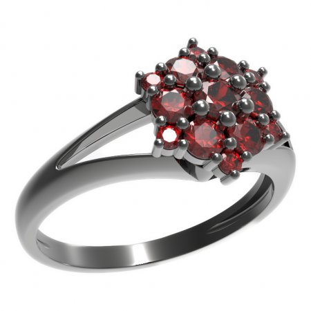 BG prsten kulatý kámen 539-V - Kov: Stříbro 925 - rhodium, Kámen: Granát