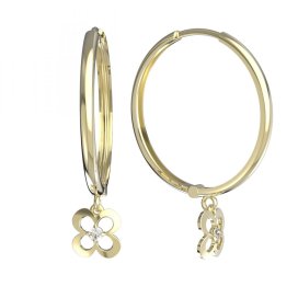 BG zlaté náušnice čtyřlístek 829 Žluté zlato - 585 Diamant