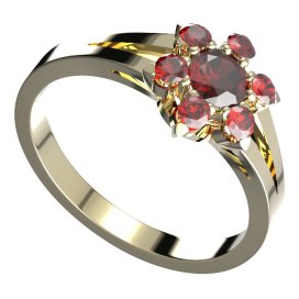 BG prstýnek 978 Stříbro 925 - pozlacené Granát