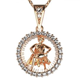 Zlatý přívěsek znamení Vodnář s lab-grown diamantem, růžové zlato 585 – 045 (Zd14045B1)