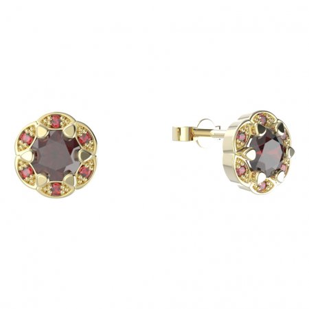 BG earring circular -  994-03 - Metal: Silver - gold plated 925, Stone: Garnet