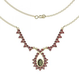 BG náhrdelník 180 Stříbro 925 - pozlacené Vltavín a granát