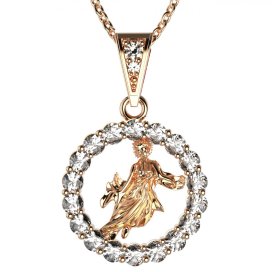 Zlatý přívěsek znamení Panna s lab-grown diamantem, růžové zlato 585 – 044 (Zd14044I1)