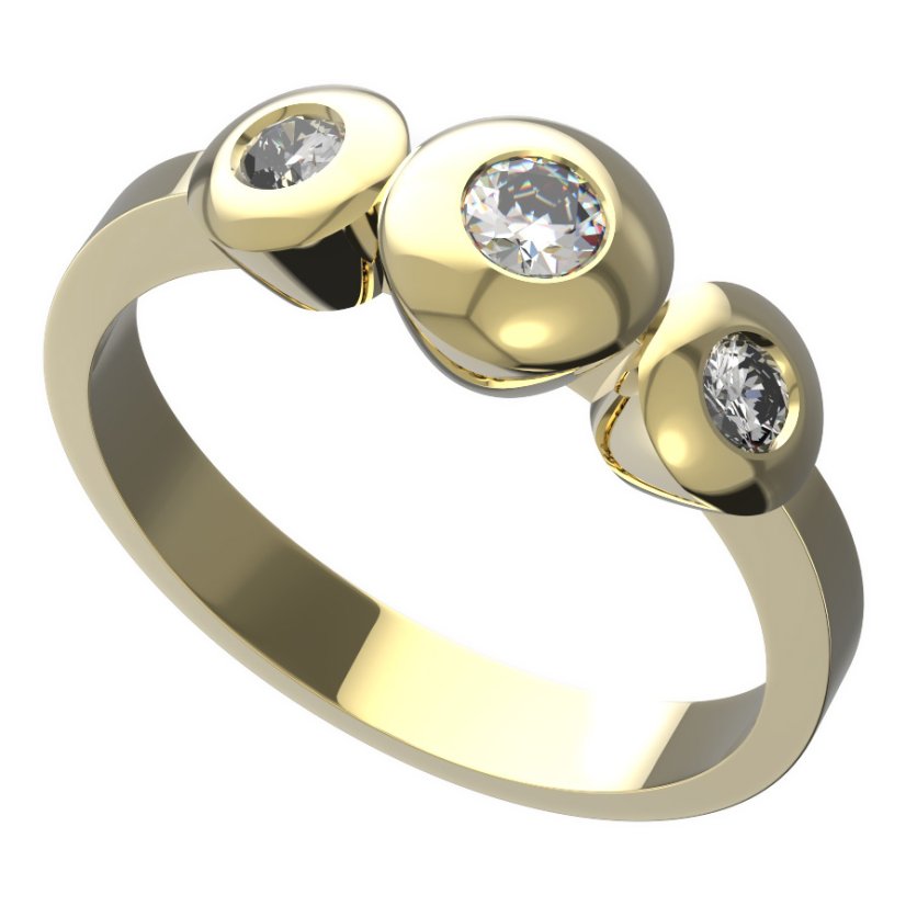 BG zlatý diamantový prstýnek 739 Žluté zlato - 585 Diamant lab-grown