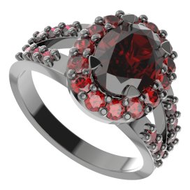 BG prstýnek 728 Stříbro 925 - ruthenium (30-90dní) Granát