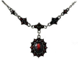 BG náhrdelník vsazeny kameny:český granát  234 Stříbro 925 - ruthenium (30-90dní) Vltavín a granát