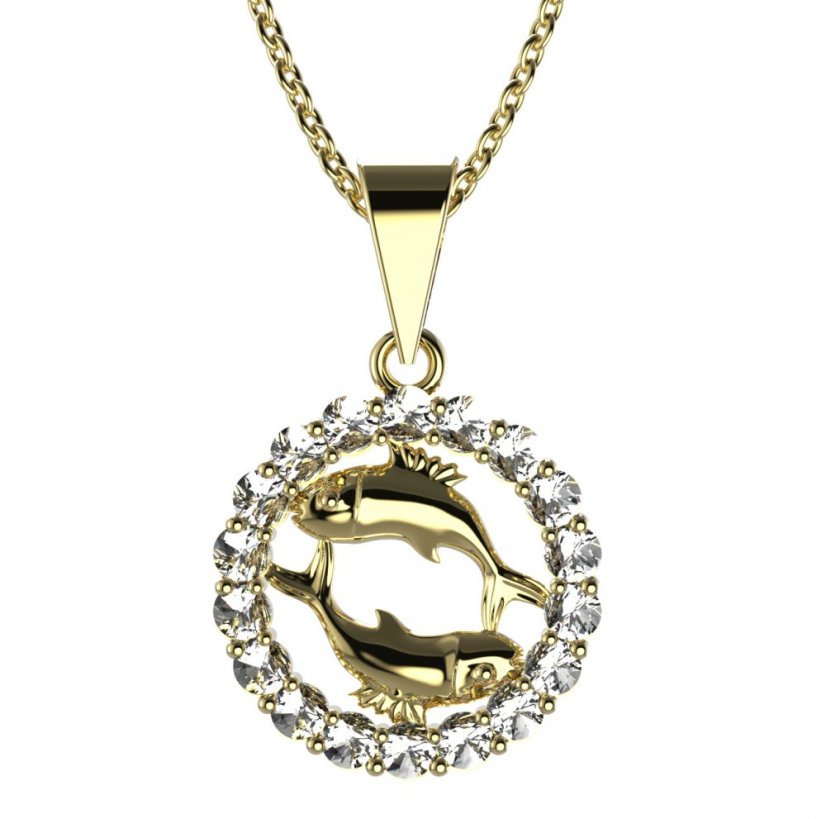 BG zlatý diamantový přívěšek Ryby 044 Žluté zlato - 585 Diamant lab-grown