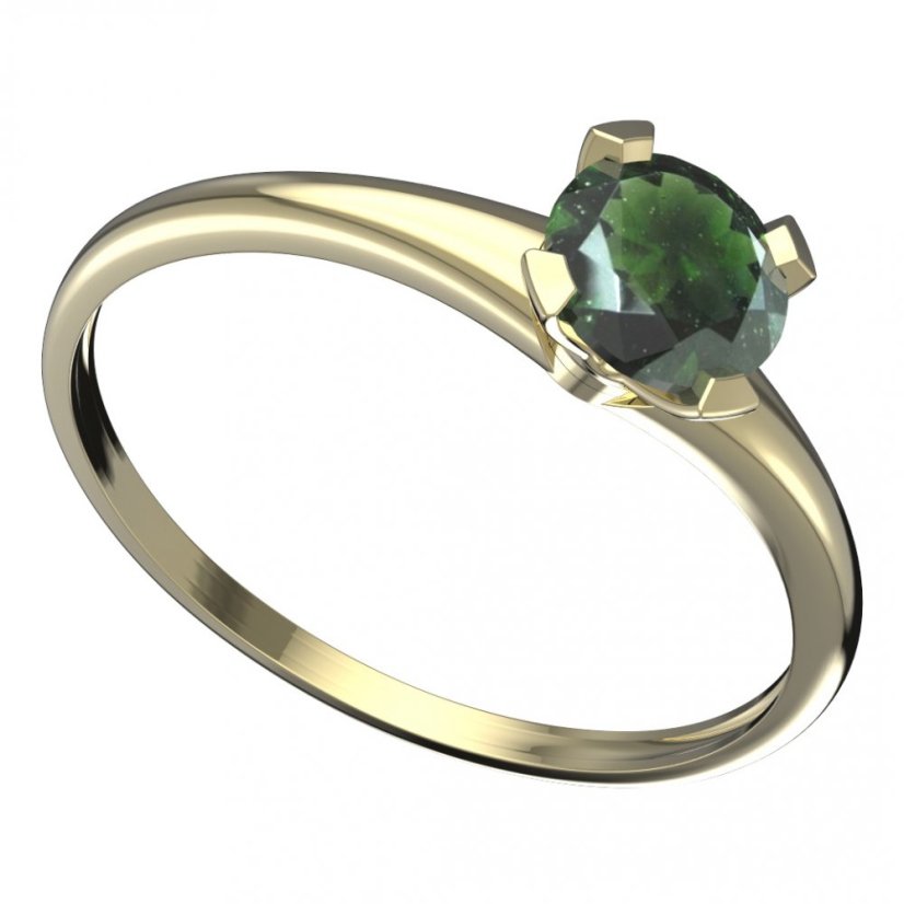 BG vltavínový prsten 558I Žluté zlato - 585 Vltavín