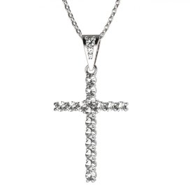 BG zlatý diamantový přívěšek křížek 259 Bílé zlato - 585 Diamant lab-grown