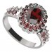 BG prsten 435-X oválného tvaru - Kov: Stříbro 925 - rhodium, Kámen: Vltavín a granát