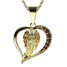 BG přívěšek anděl 1179 Stříbro 925 - rhodium Granát