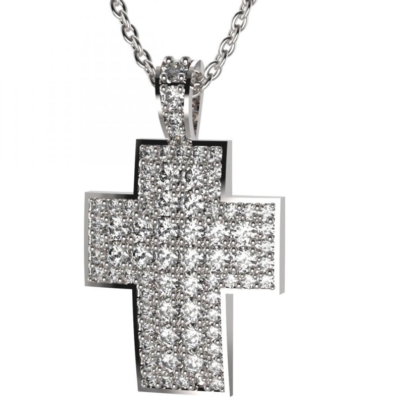 BG zlatý diamantový přívěšek křížek 759 Bílé zlato - 585 Diamant lab-grown