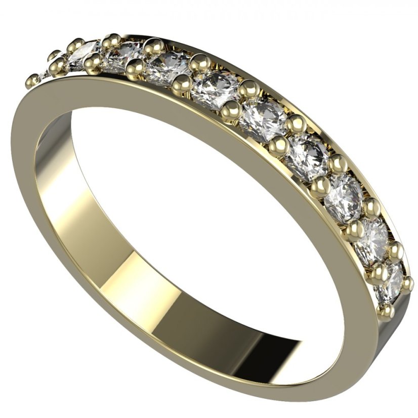 Zlatý prsten půlkruh s lab-grown diamantem, žluté zlato 585 – 839