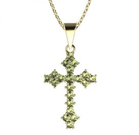 BG zlatý přívěšek křížek 263 Žluté zlato - 585 Zelený kubický zirkon