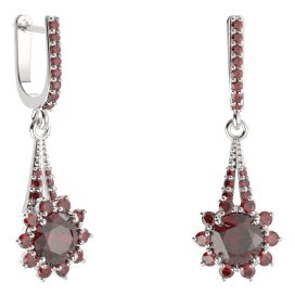 BG náušnice kruhováho tvaru 511-G91 Stříbro 925 - rhodium Granát
