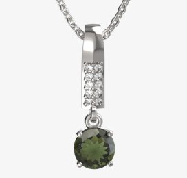 BG vltavínový přívěšek 727 Bílé zlato - 585 Vltavín a diamant