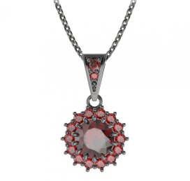 BG přívěs kulatý 096-1 Stříbro 925 - ruthenium (30-90dní) Granát