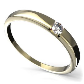 BG zlatý prstýnek 796 Žluté zlato - 585 Bílý kubický zirkon