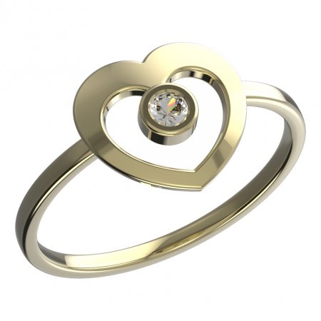 BeKid dětský prsten srdíčko 848 - Kov: Žluté zlato 585, Kámen: Bílý kubický zirkon