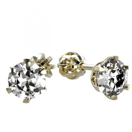 BG zlaté náušnice 876 Žluté zlato - 585 Bílý kubický zirkon