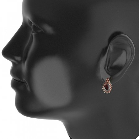 BG earring oval 516-87 - Metal: Silver 925 - rhodium, Stone: Garnet