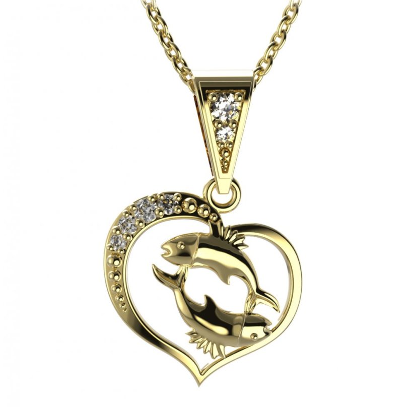 BG zlatý přívěšek Ryby 042 Žluté zlato - 585 Diamant